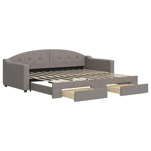 vidaXL Lit de jour avec gigogne et tiroirs sans matelas taupe 90x200cm
