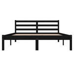 vidaXL Cadre de lit Bois de pin massif 135x190 cm Noir double