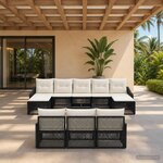 vidaXL Ensemble de canapé de jardin 11 pc Noir polyrotin