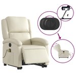 vidaXL Fauteuil inclinable de massage électrique crème similicuir