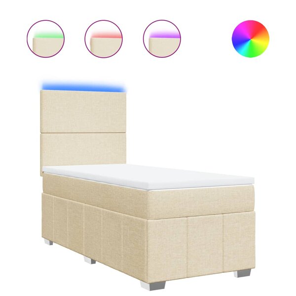 vidaXL Sommier à lattes de lit et matelas Crème 90x190 cm Tissu