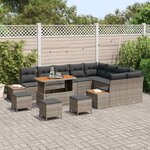 vidaXL Ensemble de canapé de jardin avec coussin 13 Pièces Gris