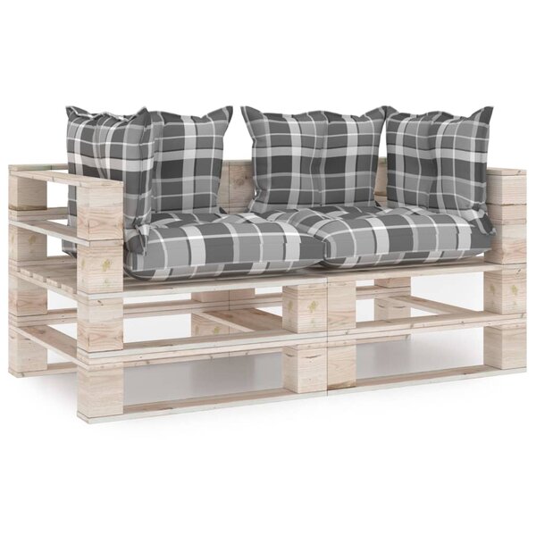 vidaXL Canapé palette de jardin 2 places et coussins pinède