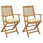 vidaXL Chaises pliables de jardin lot de 2 avec coussins Bois d'acacia