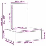 vidaXL Table de Maquillage Murale Bois Vieilli 60x40x70 cm