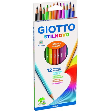 Etui 12 crayons de couleur stilnovo. Corps hexagonal  diamètre 3 3mm giotto