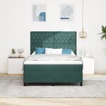 Lit avec sommier à ressorts et matelas vidaXL & LED Vert foncé 140x200 cm Velours