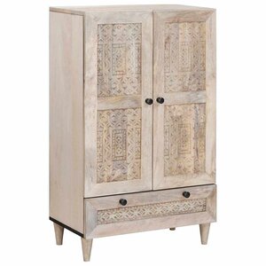 vidaXL Haut Armoire Blanc 60 x 33 x 100 cm bois de manguier massif