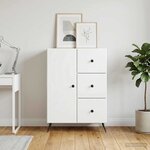 vidaXL Buffet Blanc brillant 66 x 34 5 x 90 cm Bois d'ingénierie