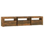 vidaXL Meuble TV avec lumières LED Chêne fumé 180x35x40 cm