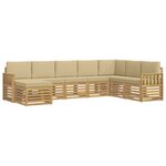 vidaXL Ensemble de canapés d'extérieur 6 pc Blanc et Beige Polyester