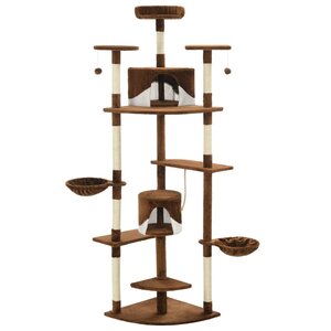 vidaXL Arbre à chat avec griffoirs en sisal 203 cm Marron et Blanc