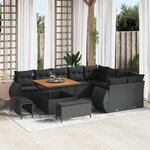 vidaXL Ensemble de canapé de jardin 12 Pièces Noir polyrotin