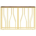 vidaXL Table console doré acier inoxydable et bois massif récupération