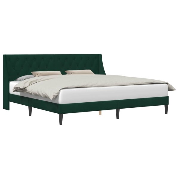 vidaXL Cadre de lit avec tête de lit Vert foncé 200 x 200 cm Velours