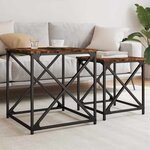 vidaXL Tables basses gigognes 2 Pièces chêne fumé bois d'ingénierie