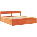 vidaXL Lit avec tiroirs/matelas cire marron 200x200 cm bois massif pin