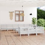 vidaXL Salon de jardin 12 Pièces Blanc Bois de pin massif
