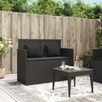 vidaXL Banc de jardin avec coussins noir résine tressée