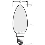 Osram ampoule led flamme verre dépoli 2 5w=25 e14 chaud