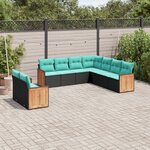 vidaXL Salon de jardin 9 Pièces avec coussins noir résine tressée