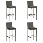 vidaXL Tabourets de bar de jardin et coussins lot de 4 résine tressée