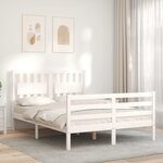 vidaXL Cadre de lit sans matelas blanc 140x200 cm bois massif