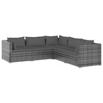 vidaXL Salon de jardin 5 Pièces avec coussins Résine tressée Gris