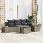 vidaXL Ensemble de canapé de jardin avec coussin 6 Pièces Gris Poly rotin