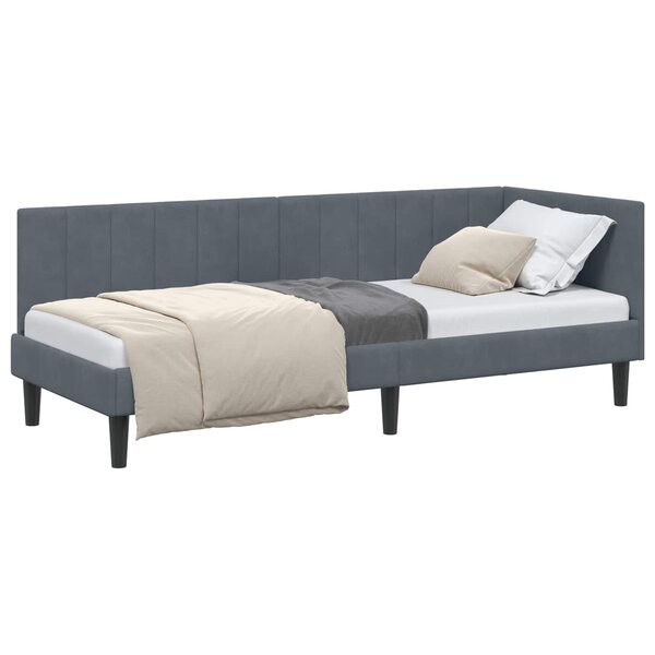 vidaXL Cadre de lit d'angle Gris foncé 80 cm x 200 cm Velours