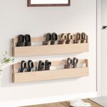 vidaXL Étagères à chaussures murales 2 Pièces 110x9x23 cm Pin massif