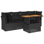 vidaXL Salon de jardin 5 Pièces avec coussins noir résine tressée