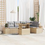 vidaXL Ensemble de canapé de jardin 6 Pièces Beige Poly rotin