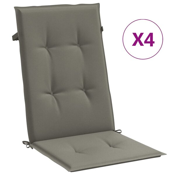 vidaXL Coussins de chaise à dossier haut lot de 4 gris foncé mélangé