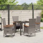 vidaXL Ensemble de salle à manger pour jardin 5 Pièces Gris Poly rotin