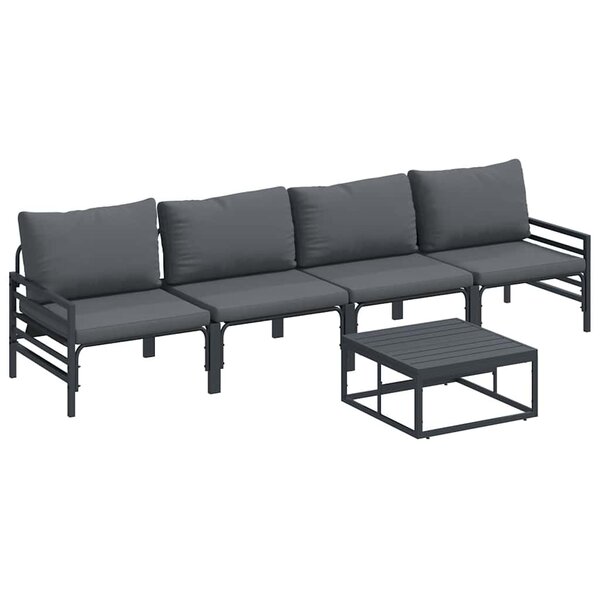 vidaXL Ensemble de canapé de jardin 5 Pièces Anthracite Acier