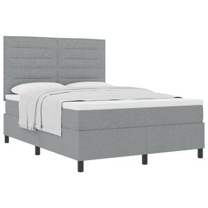 vidaXL Lit à ressorts avec matelas Gris clair 140 x 190 cm tissu