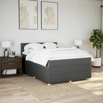 vidaXL Sommier à lattes de lit avec matelas Gris foncé 140x200cm Tissu