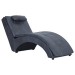 vidaXL Chaise longue avec oreiller Gris Similicuir daim