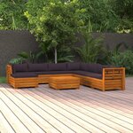 vidaXL Salon de jardin 9 Pièces avec coussins Bois d'acacia solide