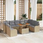 vidaXL Ensemble de canapé de jardin 10 Pièces Beige Poly rotin