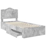 vidaXL Cadre de lit Gris béton 90 x 190 cm Bois d'ingénierie