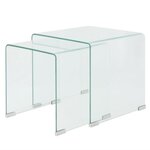vidaXL Ensemble de tables gigognes 2 Pièces Verre trempé Transparent