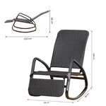 Rocking chair fauteuil à bascule style cosy dossier repose-pied réglable résine tressée 4 fils imitation rotin noir