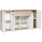 Buffet bas classique blanc et chêne mat - 160 cm