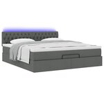 vidaXL Lit ottoman avec matelas et LED Gris foncé 180x200 cm tissu