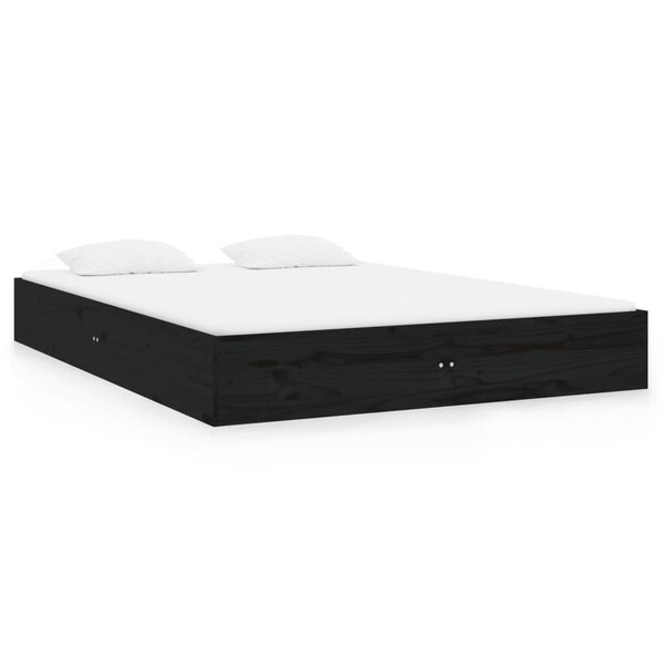 vidaXL Cadre de lit sans matelas noir bois massif 120x190 cm