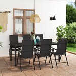 vidaXL Ensemble à manger de jardin 7 Pièces noir