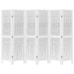 vidaXL Cloison de séparation 6 panneaux blanc bois de paulownia massif