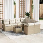 vidaXL Ensemble de canapé de jardin 9 Pièces Beige  Crème 55 x 55 x 37 cm